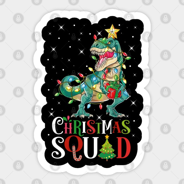 Christmas Squad Dinosaur T Rex Funny Xmas Lights Tree Rex Sticker by springins